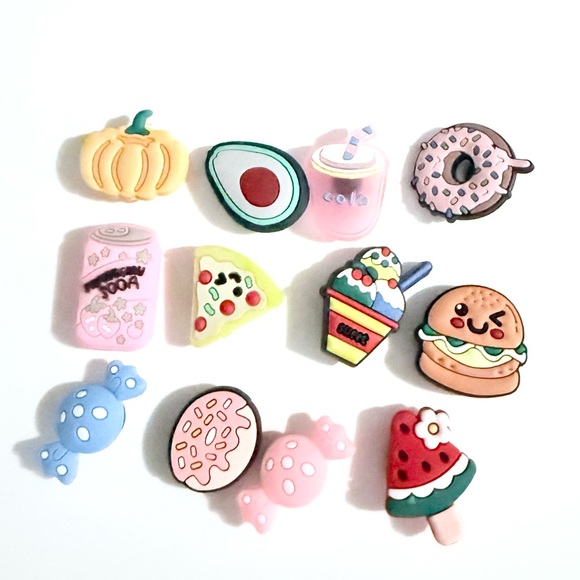 Jibbitz Accessories - 12 Foodie Croc Charms Jibbit Shoe Charm Disney Croc Charms